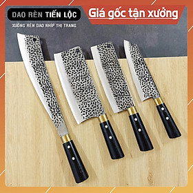 Mua Dao Bếp Bộ 4 Dao Nhà Bếp Thép Nhíp Dập Vân 2 Mặt Cao Cấp
