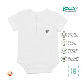 Bộ liền thân tam giác, bodychip cộc tay nhiều màu sắc cho em bé sơ sinh Boube, vải Cotton organic thoáng mát - Size 0-9M