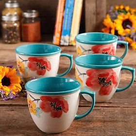 Set 4 cốc Pioneer woman về sẵn hoạ tiết Hàng chính hãng