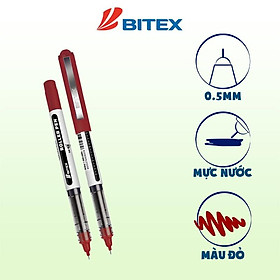 Bút lông bi Bitex R02 mực xanh, đỏ, đen ngòi 0.5mm