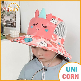 Nón mũ chống che nắng cho bé gái, trai vành rộng vải lưới thoáng khí MySun - Mũ Unicorn