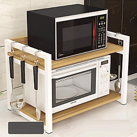 Kệ để lò vi sóng 2 tầng đế gỗ vàng khung màu ngãu nhiên YL145