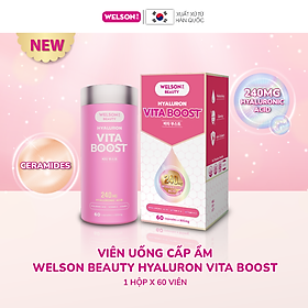 Viên uống HA cấp ẩm trắng da Welson Beauty Hyaluron Vita Boost hộp x 60