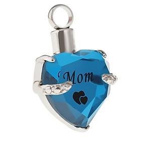 2-4pack Love Heart Blue Crystal Urn Memorial Ash Keepsake Cremation Pendant mom