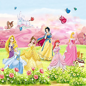 Mua Tranh dán tường 3D hình công chúa trang trí cho bé vải lụa - 120x180cm