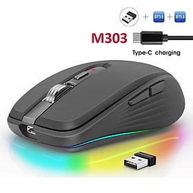 Chuột Led Không Dây M303 Đa kết nối Bluetooth 5.0 + Usb 2.4G Pin sạc TypeC chống ồn nhỏ gọn