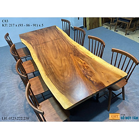 Mua Bàn Cafe Gỗ Me Tây  Bàn Sân Vườn Gỗ Me Tây  Bàn Gỗ Me Tây Nguyên Tấm Dài 2 17m Rộng 93cm Dày 5cm