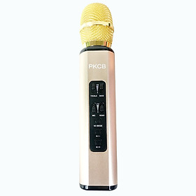 Micro karaoke kèm Loa bluetooth nhập khẩu cao Cấp Cắm thẻ nhớ 3 trong 1 Hàng chính hãng - Vàng Ánh Kim