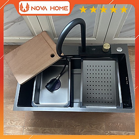 Mua Chậu Rửa Bát 1 Hố Lớn Inox SUS304 Mạ Nano Có Vòi Rút  Thác Nóng Lạnh  Bồn Rửa Chén 1 Ngăn Lớn Có Vòi Rút  Thác Xả Ngang