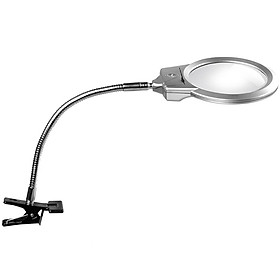 Pro Flexible Hands Free Magnifying Glass Desk Lamp Bright LED Lighted Magnifier with Clamp for Reading Diamond Painting