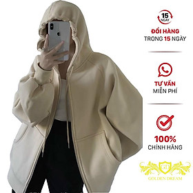 Áo khoác nỉ hoodie trơn Unisex GOLDEN DREAM tay phồng dài form rộng có mũ dáng suông ulzzang nam nữ