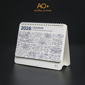 Lịch để bàn 2026 AO+ bản giới hạn có lịch âm in họa tiết hoa văn vốn cổ AA625