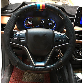 Bọc vô lăng TTAUTO cho xe ô tô từ 4 đến 7 chỗ chất liệu da vân carbon cao cấp màu đen có vòng định vị