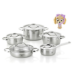 Bộ 5 nồi Inox thân đúc ELO Zurich Premium tặng 1 đồ chơi chó cao su Skye