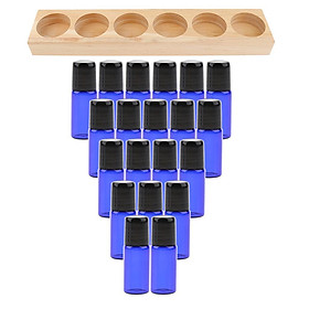 20pcs Mini Glass Refillable Empty Roller Ball Bottles + Display Stand Holder