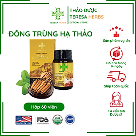 Hình ảnh Đông Trùng Hạ Thảo Tây Tạng (Made in USA) - Hoạt chất Polysacharide và Cordycepin/Adenosine cao, giúp tăng đề kháng, hệ miễn dịch nhanh, bổ phổi, bổ thận, ngủ ngon, giảm mệt mỏi, chống lão hóa, tăng cường sinh lý ( 60 Viên 500mg/ viên)