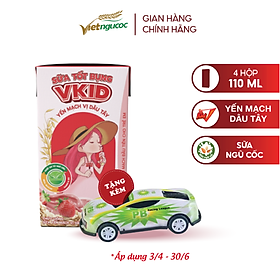 Tặng ô tô đồ chơi mỗi lốc COMBO 2 Lốc 4 Hộp Sữa Yến Mạch V-kid VIỆT NGŨ