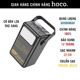 Pin dự phòng nhanh HOCO J110 60000mAh QC 22.5W và PD 20W hàng chính hãng, có đèn led siêu sáng