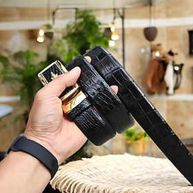 Thắt lưng liền nguyên tấm da bụng cá sấu N29D2 (Mặt vàng)