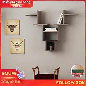 Kệ gỗ treo tường trang trí hiện đại SMLIFE Whitetail  | Gỗ MDF dày 17mm chống ẩm | D120xR20xC100cm - Màu