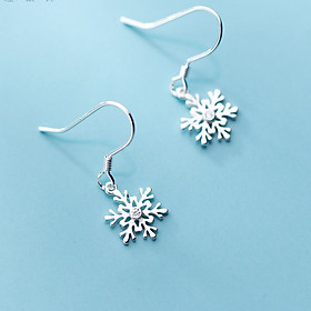 Khuyên Tai Bạc Nữ Khoen Móc Hình Bông Tuyết B2620- Bảo Ngọc Jewelry