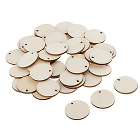 50x Unfinished Round Circle Pieces Plaques with Hole DIY Scrapbooking Crafts 29mm