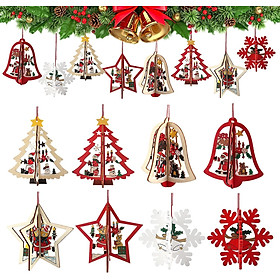 8 cái Đồ trang trí cây thông Noel bằng gỗ, Mặt dây chuyền trang trí cây thông Noel 3D, Mặt dây chuyền bằng gỗ cho cây thông Noel, Đồ trang trí mặt dây chuyền bằng gỗ tự làm, dành cho gia đình ủng hộ tiệc lễ hội Giáng sinh