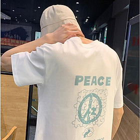 Áo thun nam nữ unisex tay lỡ PEACE phông form rộng teen cổ tròn oversize cotton giá rẻ basic đen trắng tee pull