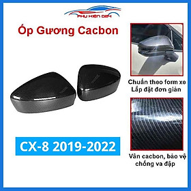 Ốp gương CX8, CX-8 2019-2020-2021-2022 vân Cacbon bảo vệ chống trầy trang trí làm đẹp xe