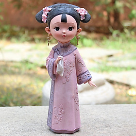 Tượng thiếu nữ cầm khăn cổ trang 3D size 16cm / size 22cm mẫu MIXU003