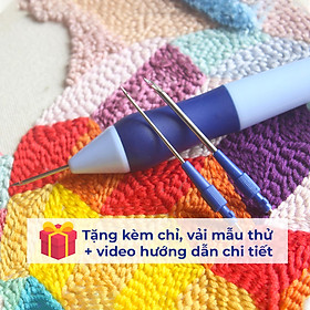 Kim Thêu Nổi dùng chỉ và len cỡ nhỏ - tặng kèm chỉ, mẫu thử và video hướng dẫn cho người mới bắt đầu