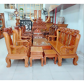 Mua Bộ bàn ghế phòng khách salon gỗ gõ đỏ cột 12 bàn hộp kéo B921