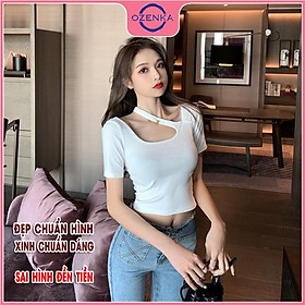 Áo croptop tay ngắn cổ rộng ôm body nữ, áo crt kiểu hàn quốc đẹp màu đen trắng chất thun gân 100% cotton