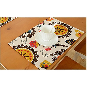 Mua Khăn lót trang trí bàn ăn  dụng cụ ăn Landecor mẫu hoa rực rỡ sang trọng - TBA217