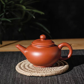 Ấm trà tử sa Nghi Hưng tiêu chuẩn dáng tròn vòi thẳng phụ kiện bàn trà trà đạo