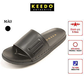 Dép Quai Ngang Nam Cao Cấp Da Bò Thật KEEDO-KD3304 - Đen