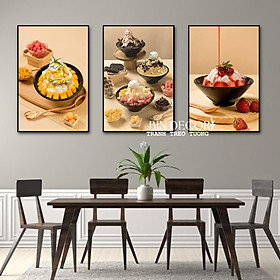 (ẢNH CHỤP THẬT)Tranh treo tường tráng gương bingsu trang trí decor quán nhà hàng