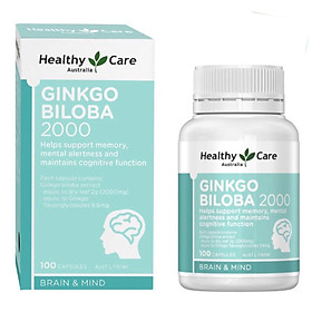 Viên uống bổ não Ginkgo Biloba Healthy Care Úc 2000 MẪU MỚI 2020 lọ 100