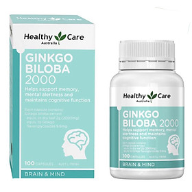 Viên uống bổ não Ginkgo Biloba Healthy Care Úc 2000 (MẪU MỚI 2020) lọ 100 viên