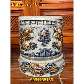 Mua Bát hương thờ f16cm men rạn đắp rồng nổi gốm sứ Bát Tràng