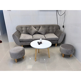 Bộ sofa băng xám trắng nhung PHKH7