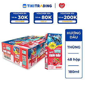 Thùng 48 Hộp Sữa Trái Cây KUN Hương Dâu 180ml/hộp(thẻ cào)