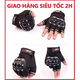 Hình ảnh Găng Tay Sports phươt, tập gym, thể thao đa năng Dành Cho Phượt Thủ (Hở Ngón) - Đen