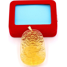 Mặt dây chuyền tượng Rồng - pha lê vàng ( 6.2cm x 4cm ) - kèm hộp nhung