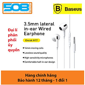 Tai nghe có dây Baseus Encok H17 Wired Earphone 3.5mm 1.2m , tích hợp micro đàm thoại chất lượng cao - Hàng chính hãng