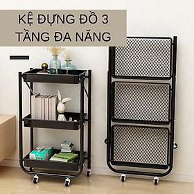 Giá kệ, kệ để đồ gia đình đa năng 3 tầng gấp gọn di dộng, giá kệ spa, có bánh xe dễ dàng di chuyển, có thể bố trí để đồ các phòng đều phù hợp đẹp mắt và tiện dụng