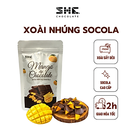 Xoài nhúng Socola - Túi 50g - SHE Chocolate - Bổ sung năng lượng, đa dạng vị giác. Quà tặng sức khỏe, quà tặng người thân, dịp lễ, thích hợp ăn vặt