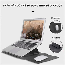 Bao da cho Laptop thế hệ mới tích hợp giá đỡ và tấm lót chuột đa năng