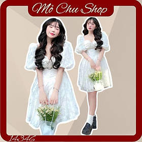 ĐẦM XÒE REN HOA NỔI CÚP NGỰC  14348
