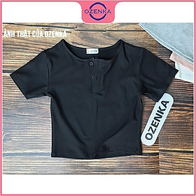 Áo croptop nữ cổ v tay ngắn , áo thun nữ crt ôm body thun gân 100% cotton freesize dưới 50 cân nhiều màu